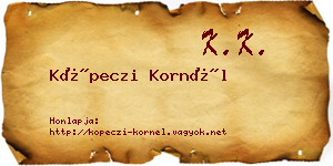 Köpeczi Kornél névjegykártya